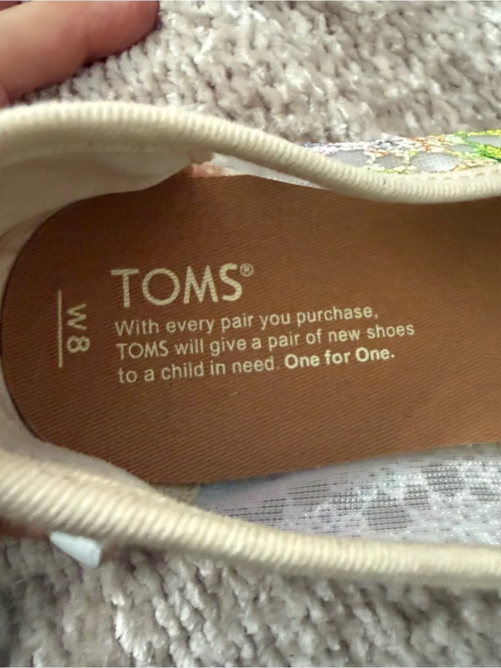 TOMS Women's Palmera Rainbow Crochet Lace Flats Slip On Sz 8
